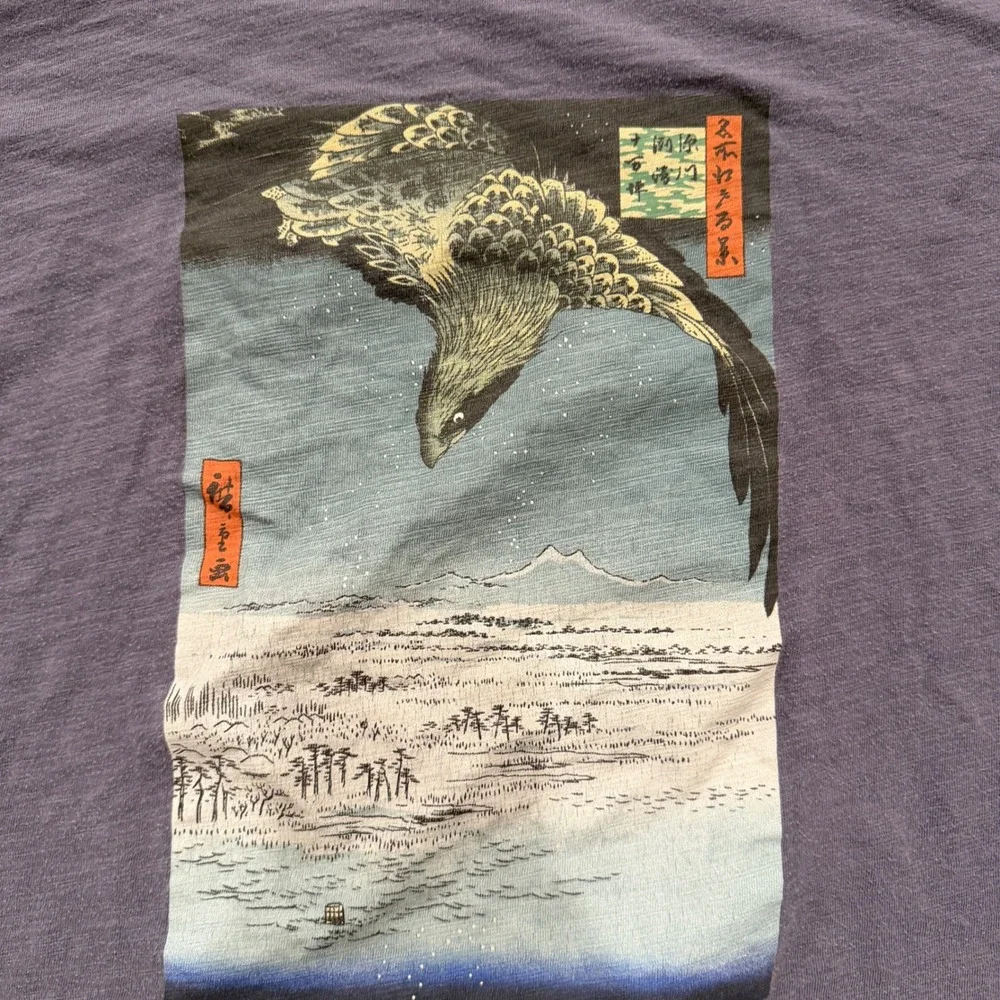 Uniqlo UT Hiroshige Edo Graphic T-Shirt Gray Cotton Large 341-447949(22-01)
